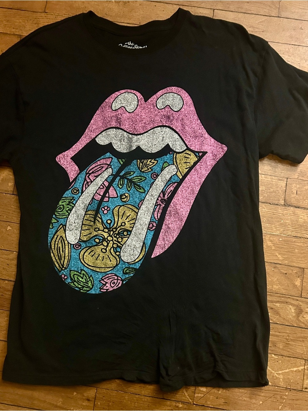 The Rolling Stones Black Some Girls Neon TongueTee